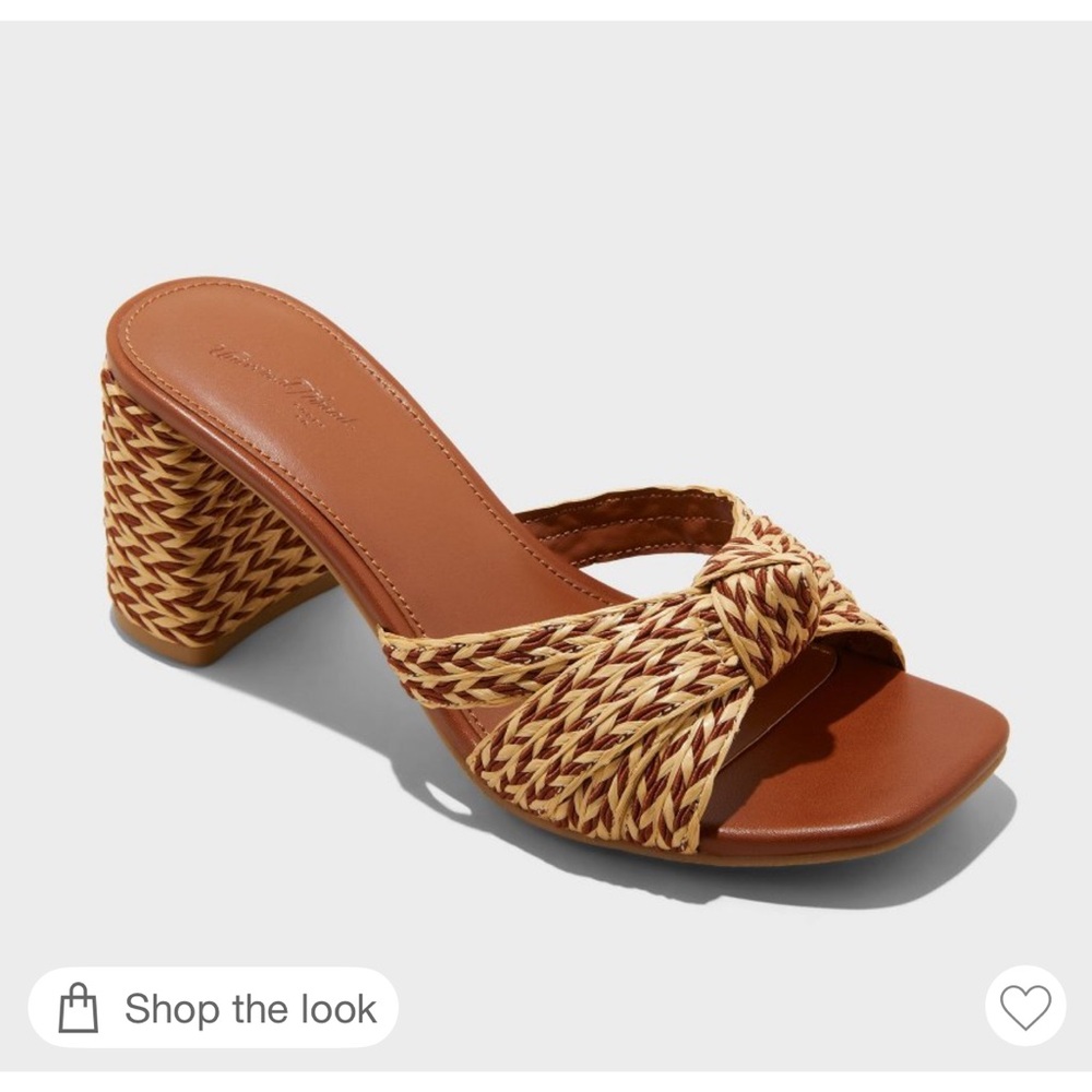 Women's Aaliyah Congac Woven Raffia Block Heeled Sandals